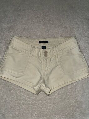 Abercrombie & Fitch Cream Low-Rise Jean Shorts